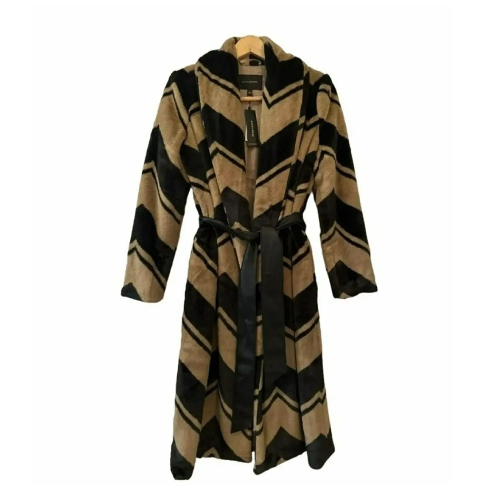 Banana republic chevron faux fur long coat Med/Large